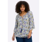 Sheego Tunika im Boho-Look 46 champagner-royalblau-gemustert