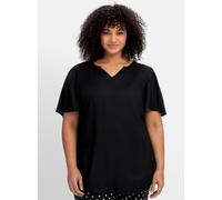 Longbluse SHEEGO, Damen, Gr. 58, schwarz, 100% Viskose, unifarben, Rundhals, Kurzarm, Blusen (12283852-58) schwarz