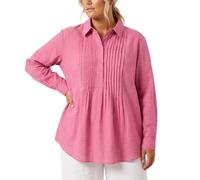 Sheego Tunika Longtunika Bluse Damen Fuchsia Baumwolle Hemdkragen Streifen