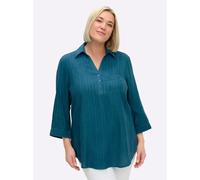 Schlupfbluse SHEEGO, Damen, Gr. 48, blau (topas), 100% Viskose, unifarben, Blusen Schlupfbluse (98426430-48) topas