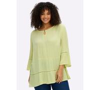 Sheego Tunika mit 3/4-Arm und Lochmusterborte 48 pistazie