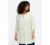Sheego Tunika mit Blumenprint und Taillen-Gummizug 58 ecru-eisblau-gemustert