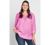 Sheego Tunika mit dekorativer Falte 44 magenta-weiß-gestreift
