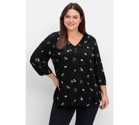 Sheego Tunika mit floralem Allover-Druck 56 schwarz-gemustert