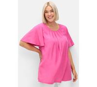 Longbluse SHEEGO, Damen, Gr. 54, pink (fuchsia), 100% Viskose, unifarben, Rundhals, Blusen Longbluse (17731866-54) fuchsia