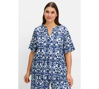 Tunika SHEEGO "Große Größen", Damen, Gr. 40, weiß (ecru gemustert), Obermaterial: 88% Viskose, 12% Polyamid, gemustert, casual, figurumspielend normal, Rundhals, Kurzarm, Tuniken, in grafischem Allove