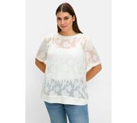 Longbluse SHEEGO, Damen, Gr. 40, beige (champagner), 65% Baumwolle, 25% Viskose, 10% Polyamid, unifarben, Rundhals, Kurzarm, Blusen (42804307-40) champagner