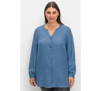 Sheego Tunika mit Minimal-Druck, Longform 46 tiefblau-gemustert