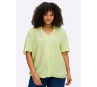 Longbluse SHEEGO, Damen, Gr. 48, pistazie, 85% Viskose, 15% Polyamid, unifarben, V-Ausschnitt, Blusen Longbluse (83873915-48) pistazie