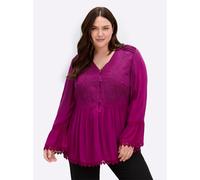 Longbluse SHEEGO BY JOE BROWNS, Damen, Gr. 44, magenta, 100% Viskose, Spitze:100% Baumwolle, unifarben, V-Ausschnitt, Blusen Longbluse (62148938-44) magenta