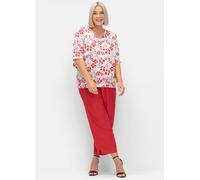 Longbluse SHEEGO, Damen, Gr. 58, rosa (rosé, gemustert), 100% Viskose, geblümt, gemustert, mehrfarbig, V-Ausschnitt, Blusen Longbluse (87690344-58) rosé, gemustert