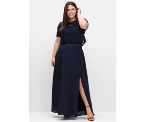 Sheego Tunikashirt aus floraler Spitze, hinten offen 46 marine