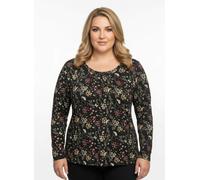 Sheego Tunikashirt mit floralem Druck 36 schwarz-ocker-bedruckt