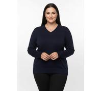 Sheego V-Ausschnitt-Pullover aus Feinstrick 44 marine