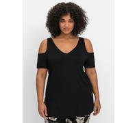 Sheego V-Shirt im Off-Shoulder-Look 44/46 schwarz