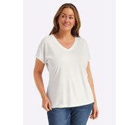 Sheego V-Shirt mit Strass-Detail 52/54 weiß