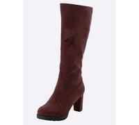 Sheego Weitschaftstiefel in Wildleder-Optik, mit bezogenem Absatz 44 burgund