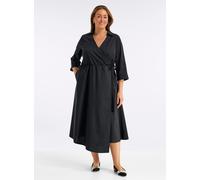 Sheego Wickelkleid mit asymmetrischem Saum 46 schwarz