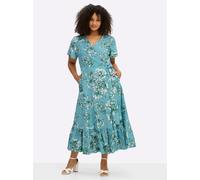 Sheego Wickelkleid mit Volant am Saum 48 aquamarin-smaragd-gemustert