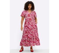 Sheego Wickelkleid mit Volant am Saum 54 erdbeere-pink-gemustert