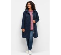 Kurzmantel SHEEGO, Damen, Gr. 48, blau (nachtblau), 70% Polyester, 27% Viskose, 3% Elasthan, unifarben, unifarben mit Farbeinsatz, unifarben mit Farbeinsätzen, Mäntel Kurzmantel (22299249-48) nachtbla