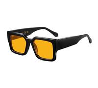 SHEEN KELLY Rechteckige Sonnenbrille Dicke Retro Sonnenbrille Damen Herren Trendy Schmale Quadrate Schwarze Lesebrille Tortie 90er Jahre Brille, 6, Einheitsgröße