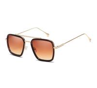 SHEEN KELLY Retro Sonnenbrille Quadratische Metallrahmen für Männer Frauen Klassiker Sonnenbrille Piloten Schwarz Linsen 1:1