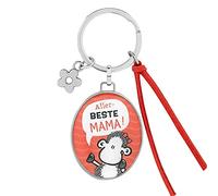 Sheepworld Beste Mama: Anhänger mit kleinem Charm und Kunstlederbändchen 47473 Sheepworld 47473 Schlüsselanhänger Beste Mama, 7,5 Cm, Rot Länge 7,5 cm