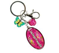 Sheepworld Die Geschenkewelt 45542 Schlüsselanhänger mit Spruch Lieblingsfreundin Anhänger, Mehrfarbig, ca. 4,5 cm Länge x 3 cm Breite