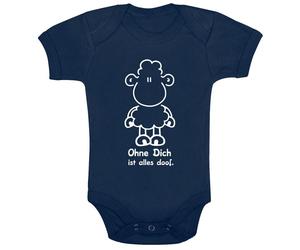 sheepworld Ohne Dich ist alles doof. Body blau in 62/68