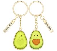 Sheepworld Paar-Schlüsselanhänger Avocado | 2 Anhänger mit Schlüsselring und Charm, Metall, Epoxy, Länge 8,5 cm | Geschenk für zwei, Valentinstag | 74807