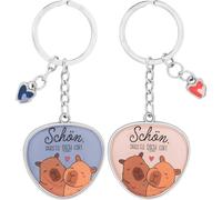 Sheepworld Paar-Schlüsselanhänger Capybara | 2 Anhänger mit Schlüsselring und Charm, Metall, Epoxy, Länge 8,5 cm | Geschenk für zwei, Valentinstag | 74808