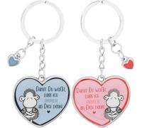 Sheepworld Paar-Schlüsselanhänger Denke | 2 Anhänger mit Schlüsselring und Charm, Metall, Epoxy, Länge 8,5 cm | Geschenk für zwei, Valentinstag | 74718
