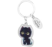 Sheepworld Schlüsselanhänger Motiv Schwarze Katze | Anhänger in Katzenform, Läge 7,5 cm, Metall, Epoxy, mit Schlüsselring | Geschenk, Geburtstagsgeschenk, Katzenfreunde | 74852