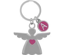 Sheepworld Schlüsselanhänger Schutzengel Motiv A rosa Anhänger mit Initialen, Länge 6,5 cm, Metall | Geschenk Geburtstag, Taufe, Kommunion | 74887