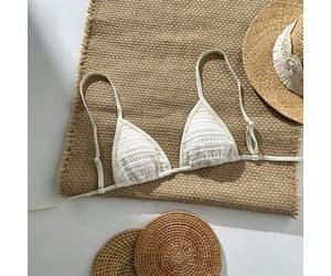 SHEIN Swim Vcay-D Damen Frühlings-/Sommer Jacquard-Stoff Spaghettiträger Bikini-Oberteil