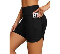 SHEKINI Damen Badeshorts Swim Hohe Taille Schwimmhose Schnelltrocknende Bikini Shorts Badehose Sommer Badeshort mit Innenslip und Taschen