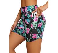 SHEKINI Damen Badeshorts Swim Hohe Taille Schwimmhose Schnelltrocknende Bikini Shorts Badehose Sommer Badeshort mit Innenslip und Taschen