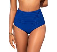 SHEKINI Damen Retro Rüschen High Waisted Bikini Bottom Bauchweg Shapewear Bademode Bottom Tankinis Brief (Schmuck Blau, XXL)