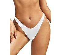SHEKINI Damen V Schnitt Niedrige Taille Tanga Brazilian High Cut Bottom Bikinihose Sexy Thong Bikini Unterteil Schwarz Badehose Bademode