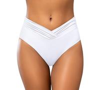 SHEKINI Damen V-Shape Retro Bikinihose Ruched Bauchweg Klassisch Badehose Strandhose Grosse Grössen für Frauen