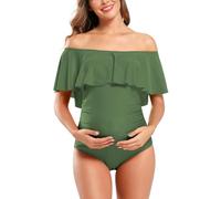 SHEKINI Maternity Einteiliger Badeanzug Damen Rüschen Bandeau Ruched Verstellbarer Bikini Grosse Grössen Umstandsbadeanzug Einteiliger Bikini Schwangerschaft