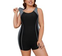 SHEKINI Übergröße Damen Badeanzug Sport Bademode Bauchweg Einteiliger Badeanzug Push Up Badeanzüge Swimsuit Monokini Racerback Strandmode Sommer