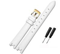 SHENGANG Uhrenarmband aus echtem Leder for Anne Klein Uhrenarmband Notch AK Girl Einfacher eleganter Gürtel Kleines Zifferblatt Retro-Uhrenarmband 12 mm Weiß (Color : White-Gold, Size : 12mm)