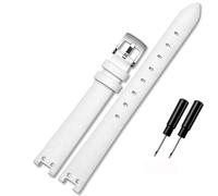 SHENGANG Uhrenarmband aus echtem Leder for Anne Klein Uhrenarmband Notch AK Girl Einfacher eleganter Gürtel Kleines Zifferblatt Retro-Uhrenarmband 12 mm Weiß (Color : White-Steel, Size : 12mm)