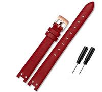 SHENGANG Uhrenarmband aus echtem Leder for Anne Klein Uhrenarmband Notch AK Girl Einfacher eleganter Gürtel Kleines Zifferblatt Retro-Uhrenarmband 12 mm Weiß (Color : Red-Rose Gold, Size : 12mm)