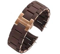 SHENGANG Uhrenarmband, for Armani Ar5905/5920/5921/5906 Herren Damen Gummi Silikonbeutel Edelstahl Uhrenarmband Zubehör 23mm 20mm (Color : Brown-Rose Gold, Size : 20mm)