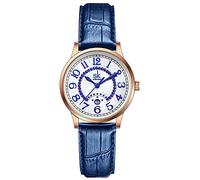 SHENGKE SK Business Classic Damenuhr mit echtem Leder Edelstahlband Elegante Damenuhr, Moonlight-Blue