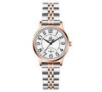 SHENGKE SK Business Klassische Damenuhr mit echtem Leder und Edelstahlband, Elegante Damenuhr, schwarz,