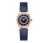 SHENGKE SK Damen Armbanduhr mit arabischen Ziffern, Kristall-Diamant Damenuhr, wasserdicht, Damen Leicht-Lesen. (Blue Mesh)